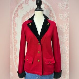 Lauren Ralph Lauren Red Velvet Trim Blazer P/L